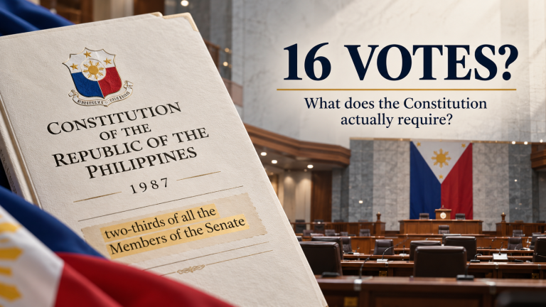 1987 Philippine Constitution And Senate Chamber Illustrating The Impeachment Conviction Vote Threshold