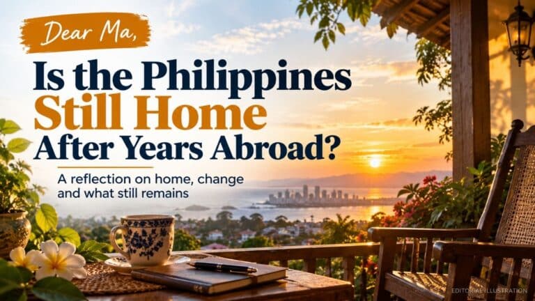 Philippine Home At Sunset With An Empty Chair And Journal, Illustrating A Reflection On Home After Years Abroad